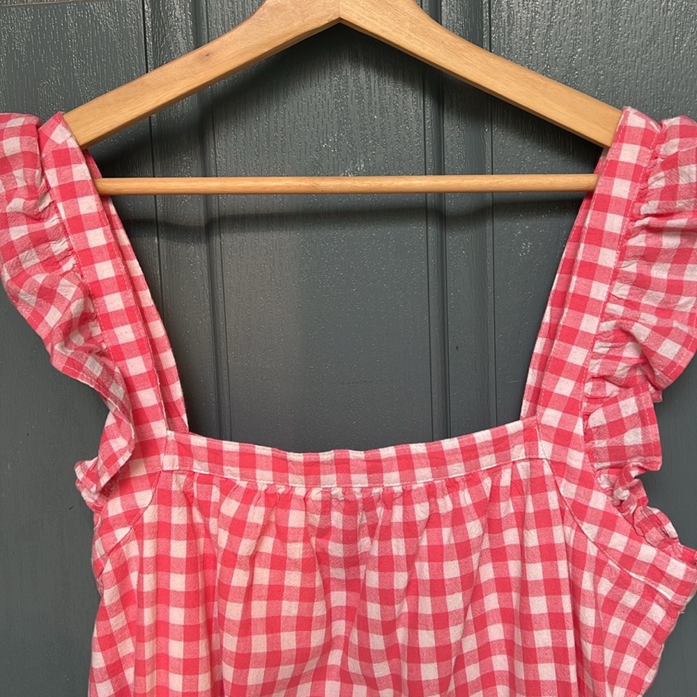Vineyard Vines Pink & White Gingham Flutter Sleeve Dress - Picture 7 of 10